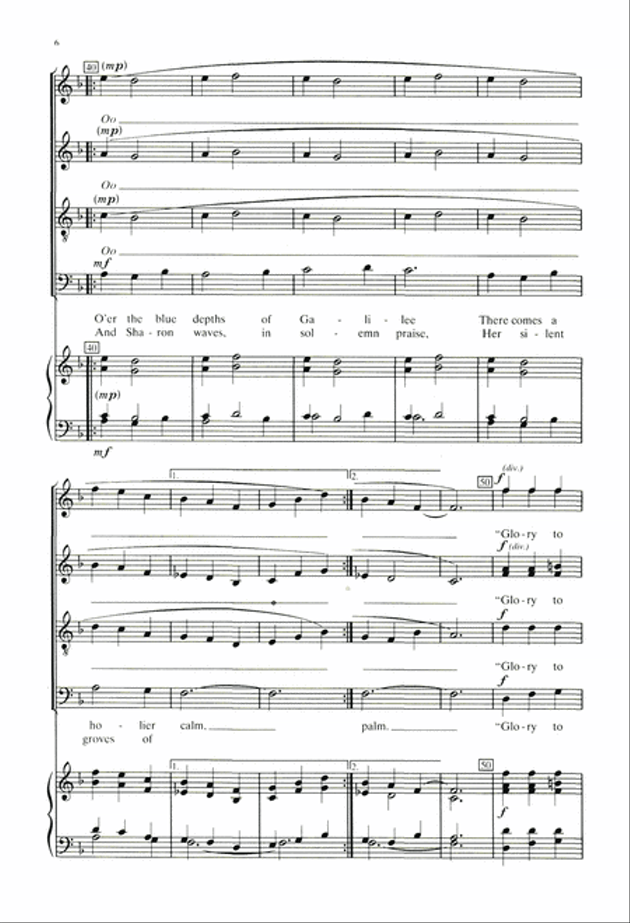 Calm On The List'ning Ear Of Night 4-Part scores gallery preview page 6