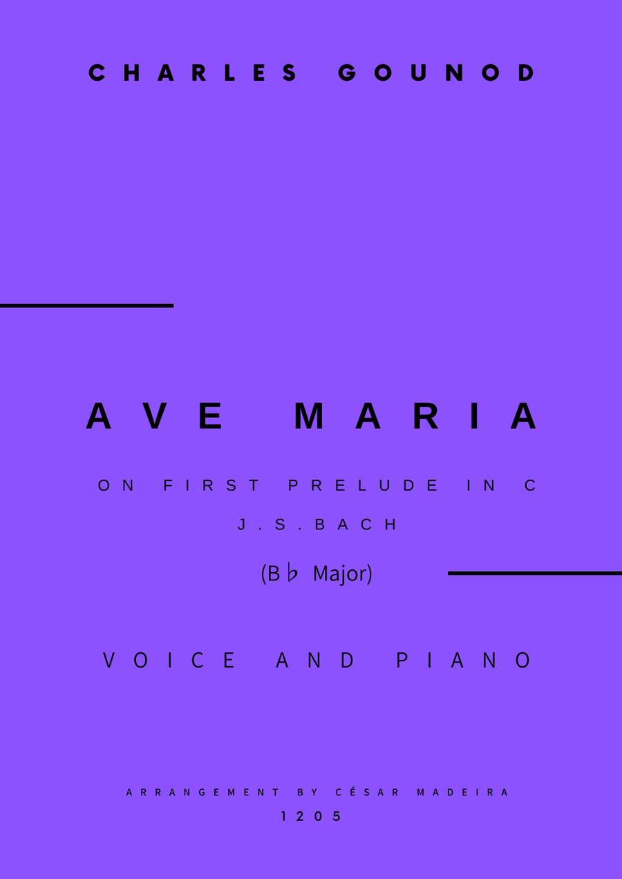 Ave Maria by Bach/Gounod - Voice and Piano - Bb Major (Full Score and Parts) Piano, Vocal scores gallery preview page 1