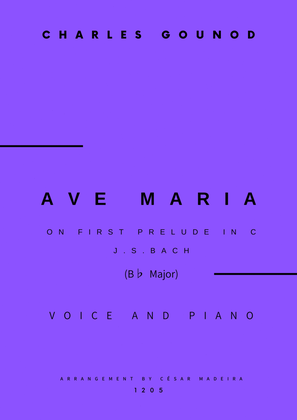 Ave Maria by Bach/Gounod - Voice and Piano - Bb Major (Full Score and Parts)
