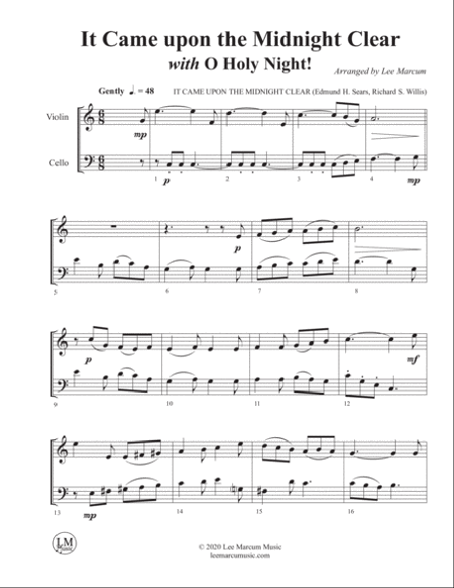It Came upon the Midnight Clear with O Holy Night! String Duet scores gallery preview page 2