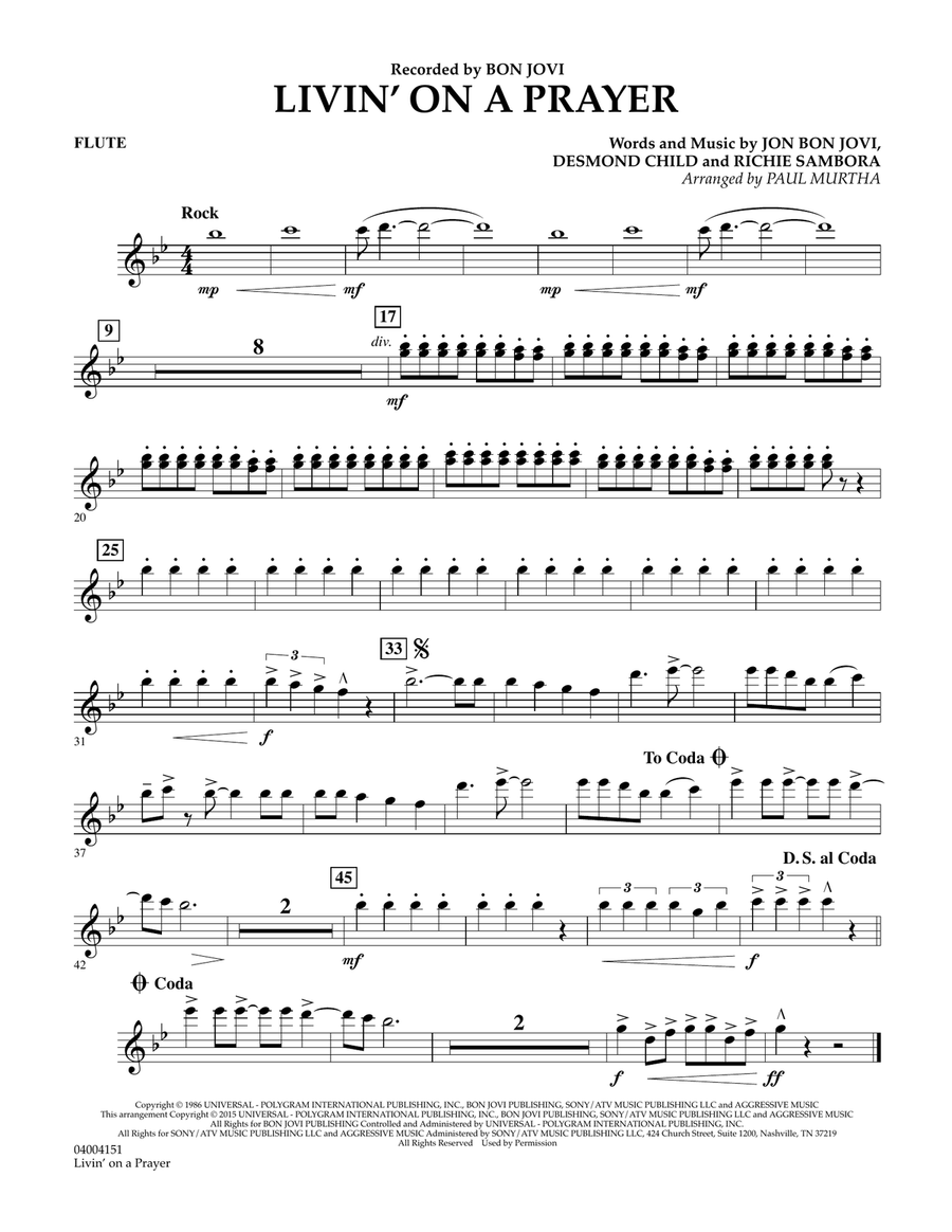 Livin' On A Prayer - Flute Concert Band scores gallery preview page 1