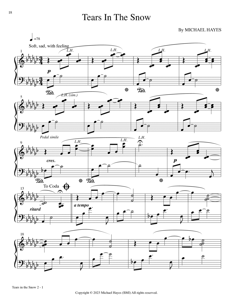 Tears in the Snow - From 24 Short Piano Pieces in All Keys Piano Solo scores gallery preview page 1