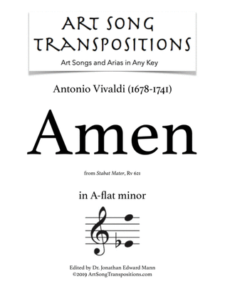 Book cover for VIVALDI: Amen, RV 621 (transposed to A-flat minor)