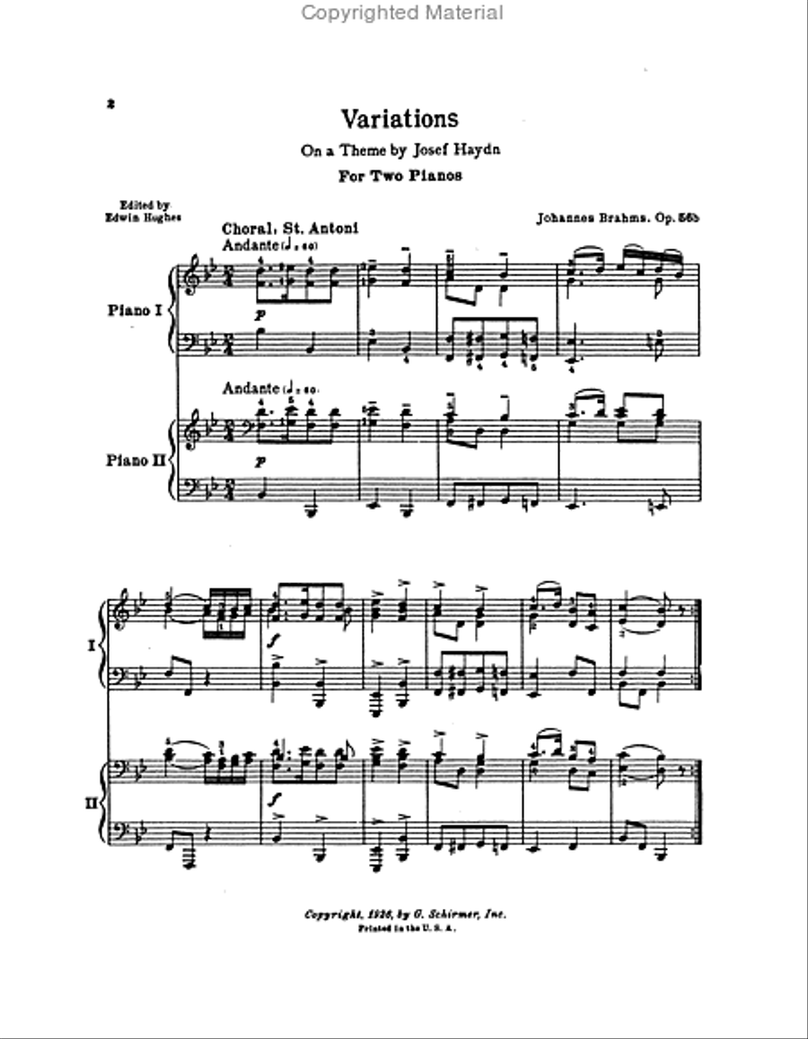 Variations on a Theme by Haydn, Op. 56b Piano Duet scores gallery preview page 2