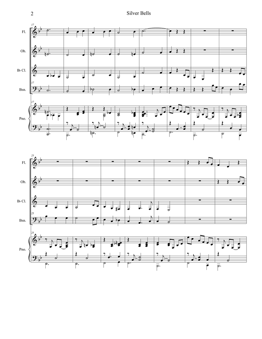 Silver Bells Woodwind Quartet scores gallery preview page 2