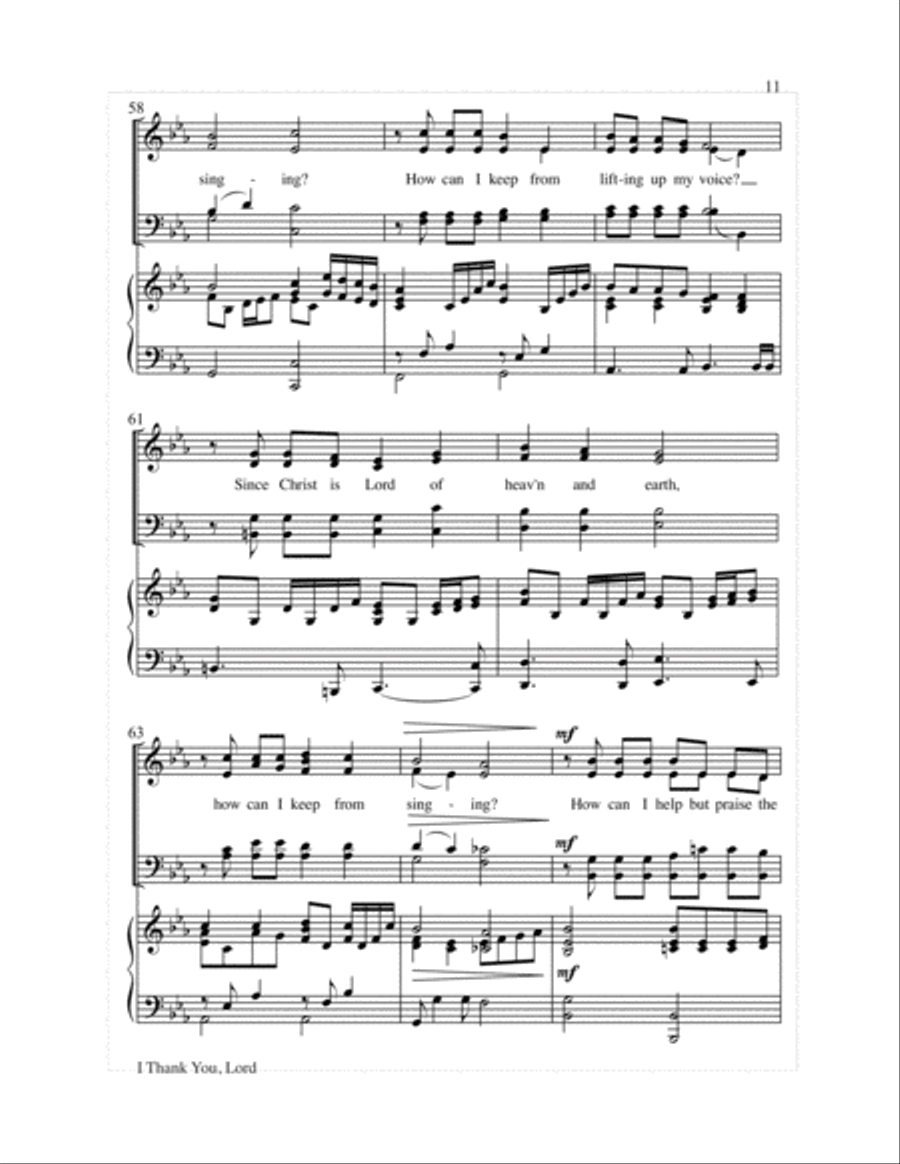 I Thank You, Lord 4-Part scores gallery preview page 12