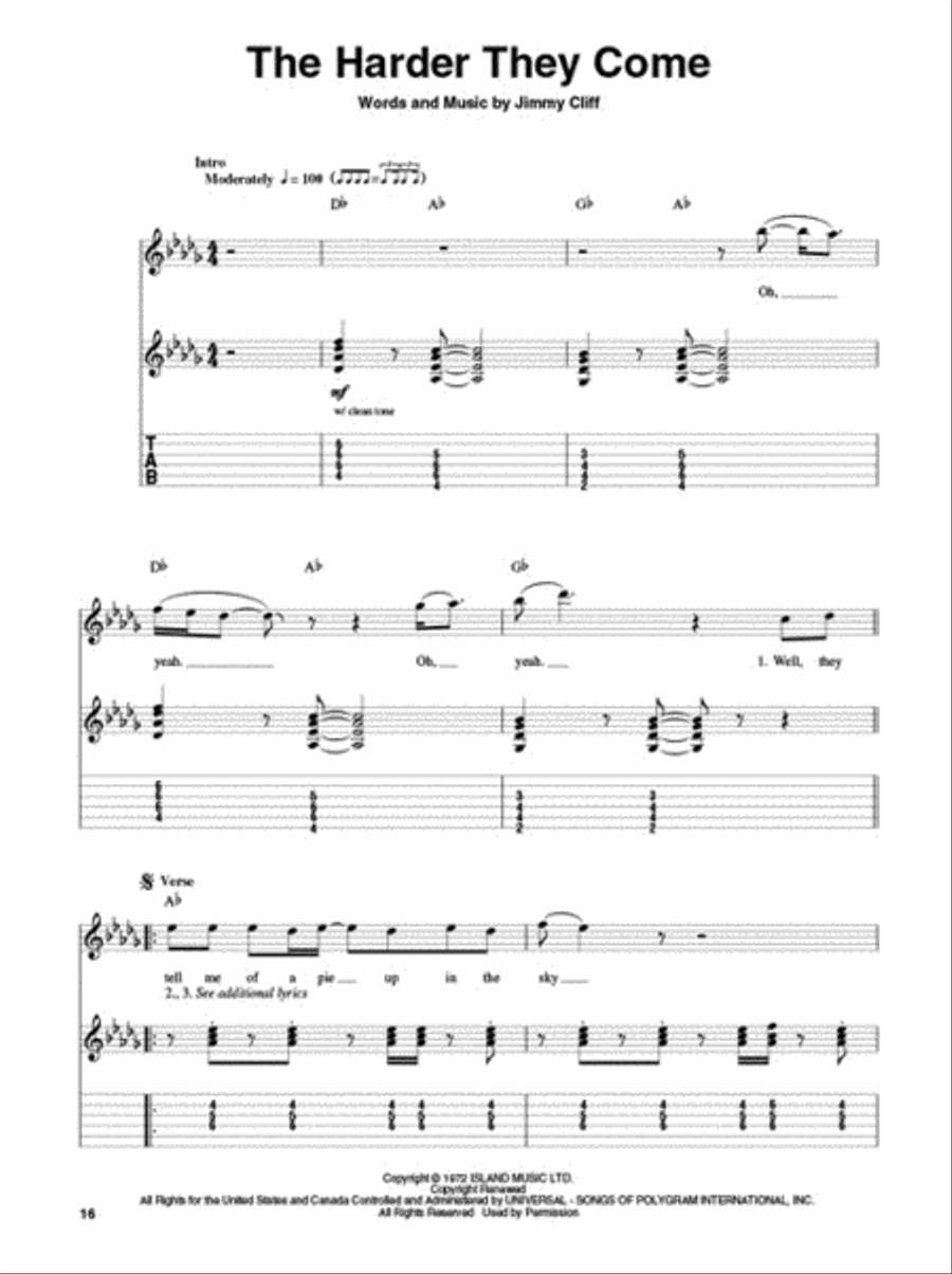 Reggae Guitar Tablature scores gallery preview page 5