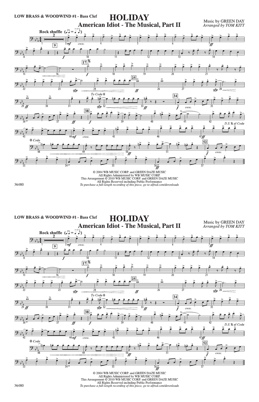 Holiday: Low Brass & Woodwinds #1 - Bass Clef