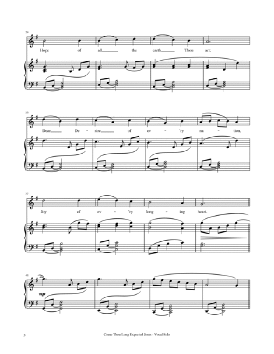 Come, Thou Long Expected Jesus - Vocal Solo with Piano Accompaniment Voice Solo scores gallery preview page 4