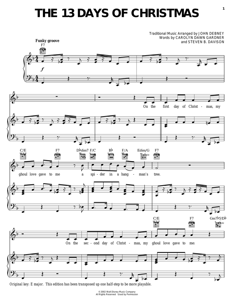 The 13 Days Of Christmas Piano, Vocal, Guitar scores gallery preview page 1