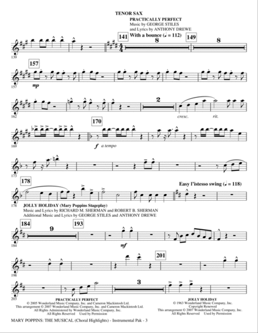 Mary Poppins: The Musical - Tenor Sax Choir scores gallery preview page 3