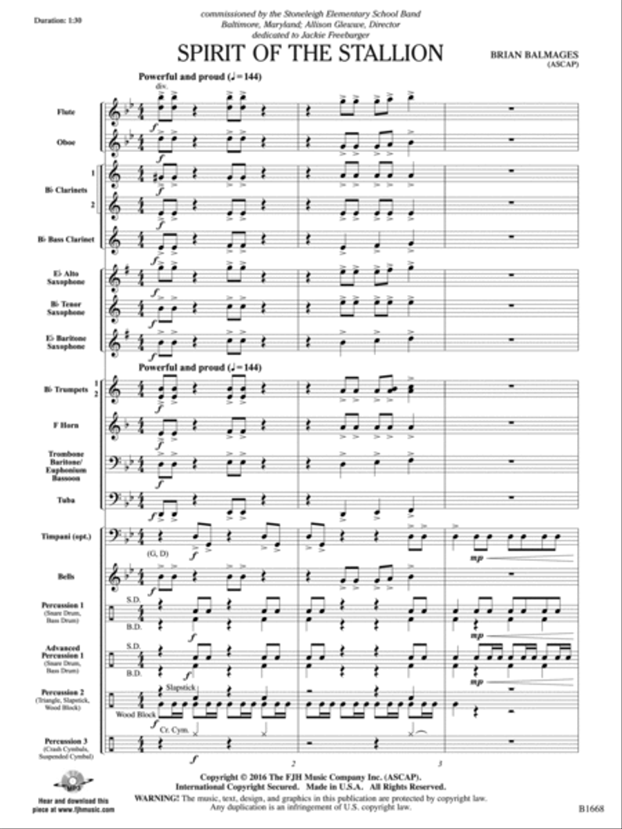 Spirit of the Stallion: Score Concert Band scores gallery preview page 3