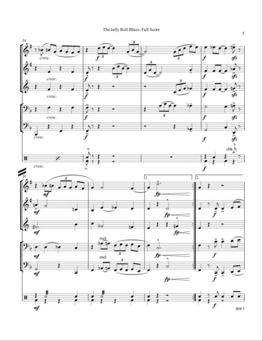 Jelly Roll Blues (The)- for Brass Quintet w/opt. Percussion Chamber Music scores gallery preview page 5