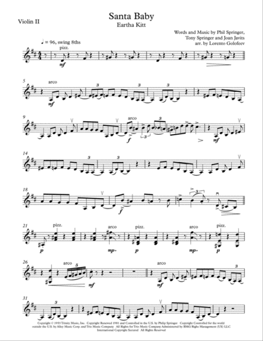 Santa Baby String Quartet scores gallery preview page 3