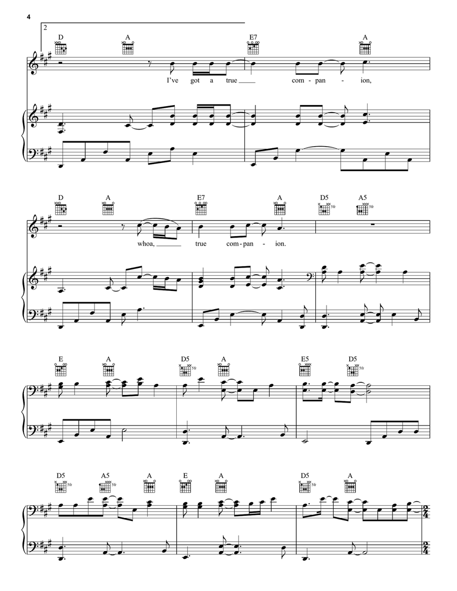 True Companion Piano, Vocal, Guitar scores gallery preview page 4