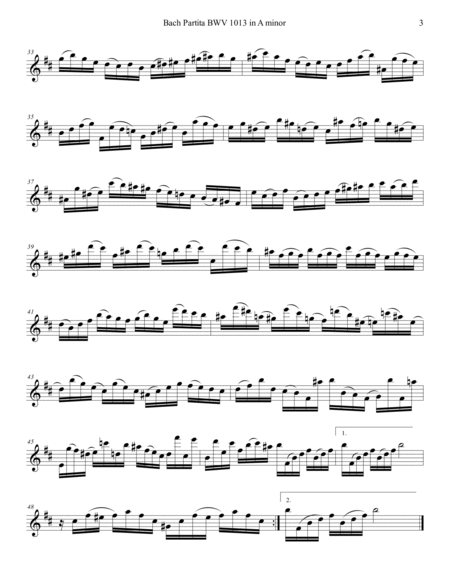 Bach 1723 BWV 1013 Partita in 4 Movements for any Clarinet