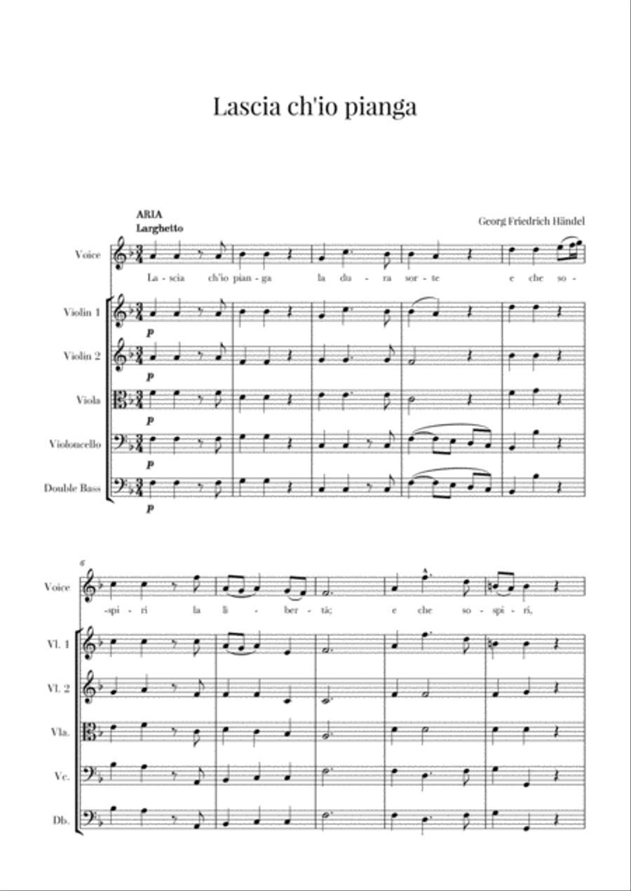 Haendel - Lascia ch’io pianga (for Soprano and String Quintet)