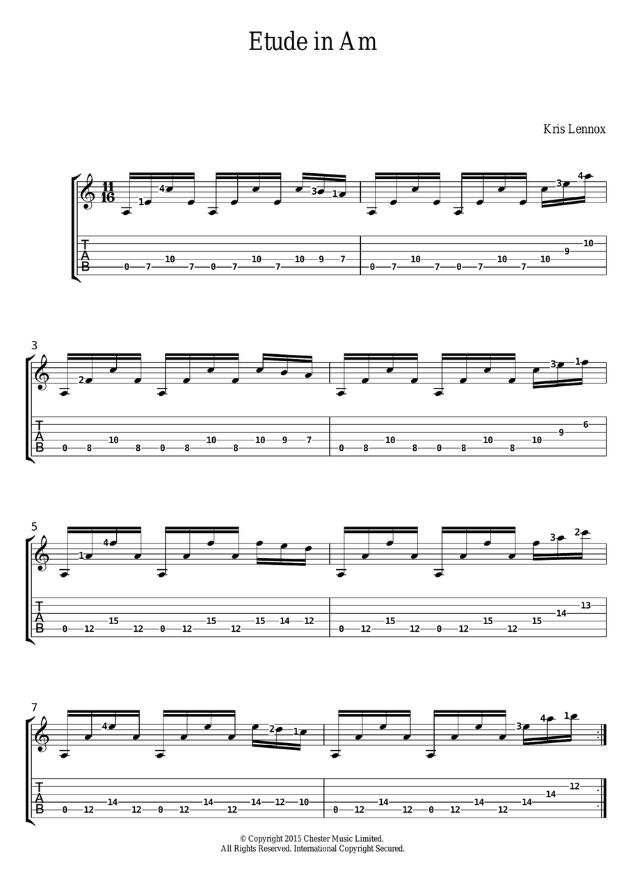 Etude In Am Classical Guitar scores gallery preview page 1