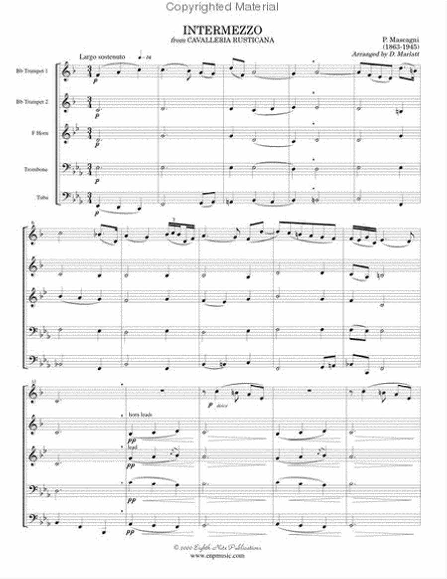 Intermezzo (from Cavalleria Rusticana) Brass Quintet scores gallery preview page 2