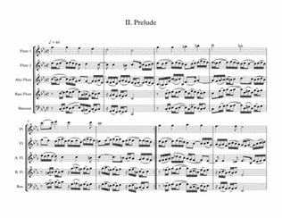 Jesu, meine Freude, II. Prelude, arranged for Flute Choir (3 Flutes (3rd doubling Alto Flute), Bass