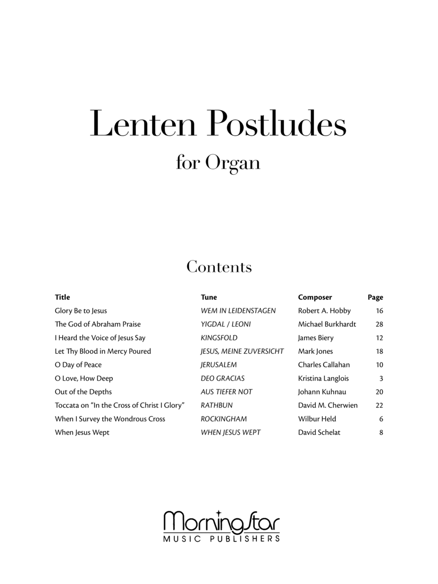 Lenten Postludes for Organ