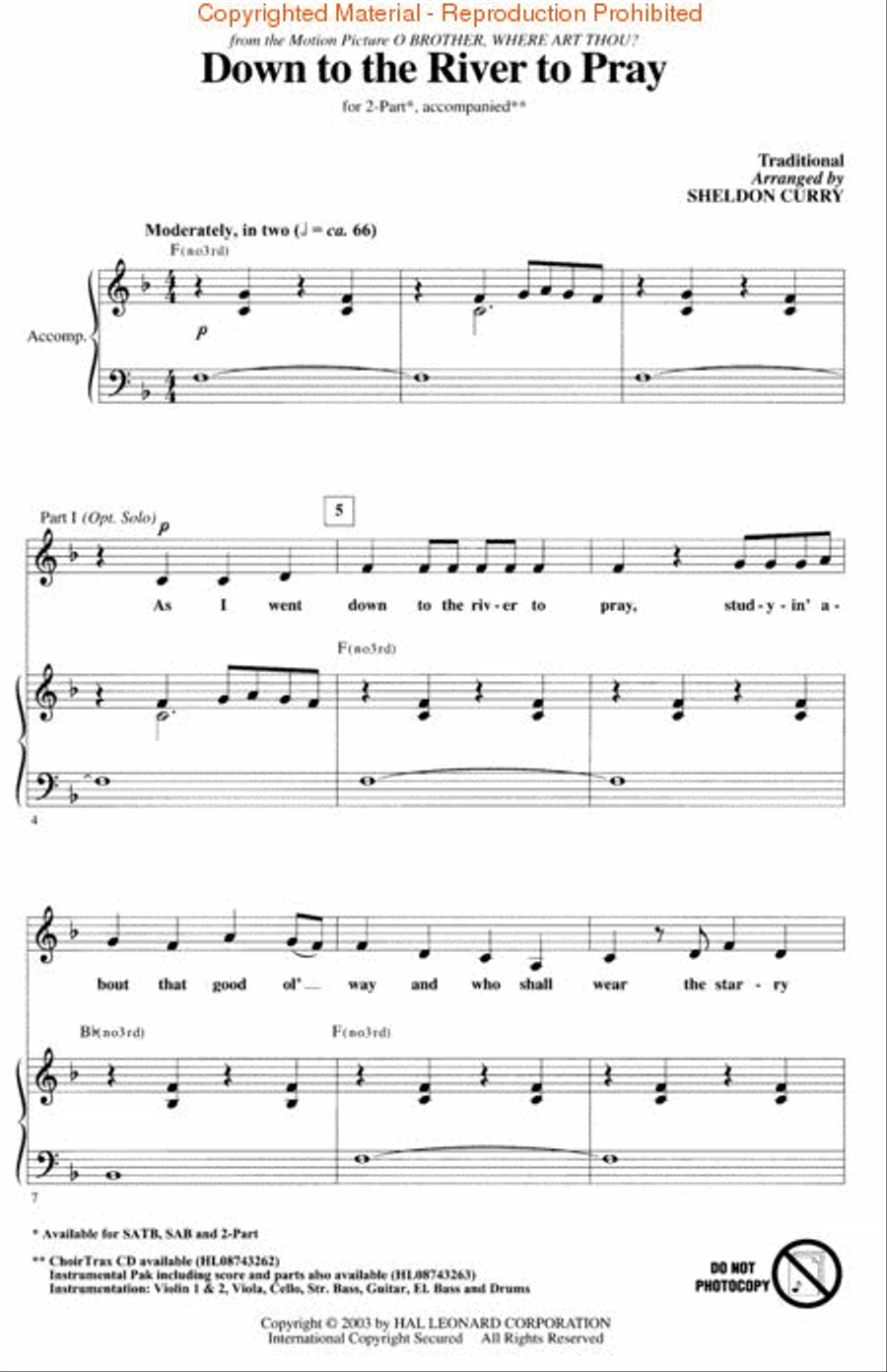 Down to the River to Pray (from O Brother, Where Art Thou?) 2-Part scores gallery preview page 2