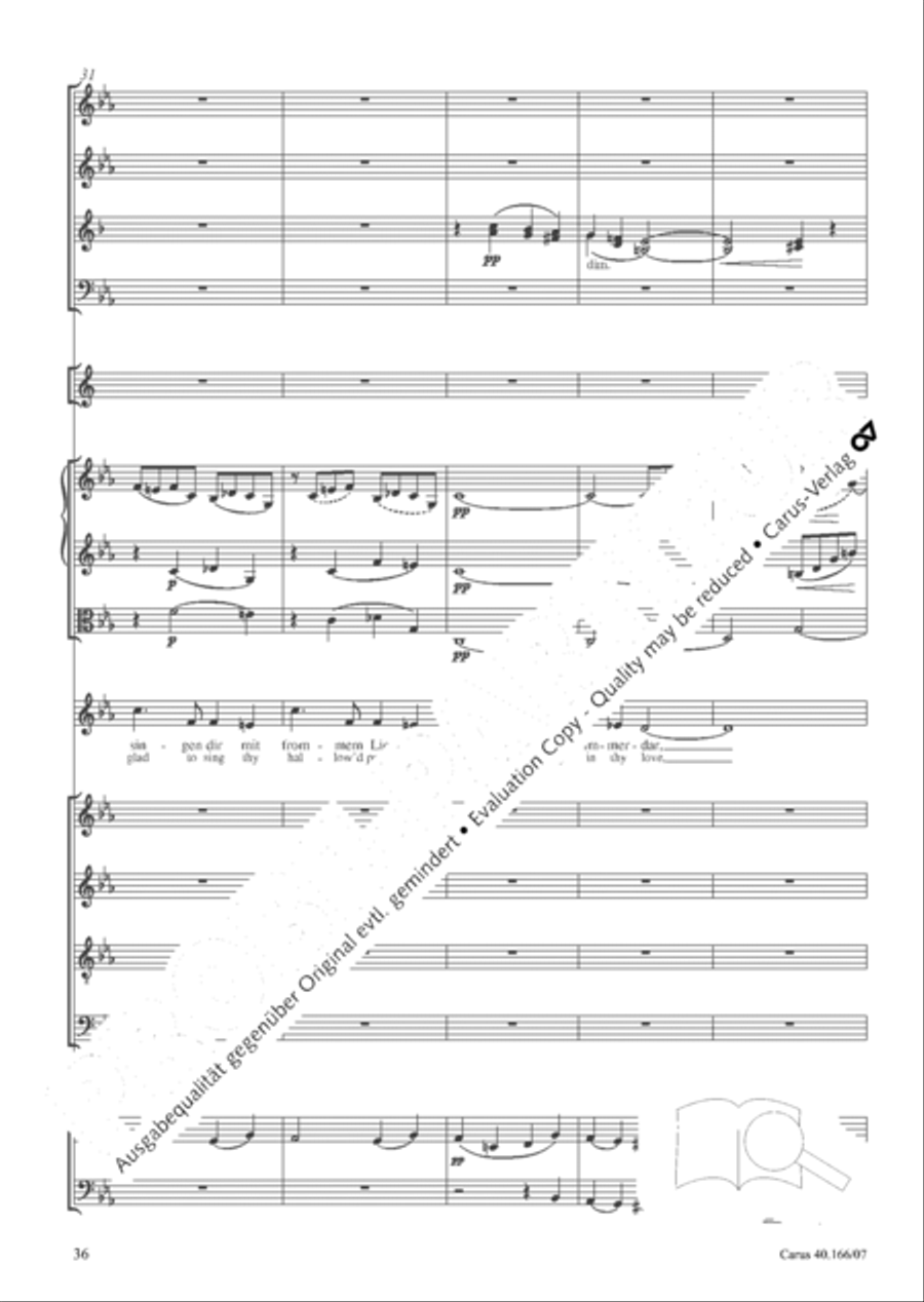 Hymn; Three sacred songs; fugue (Hymne; Drei geistliche Lieder und Fuge) Orchestra scores gallery preview page 37