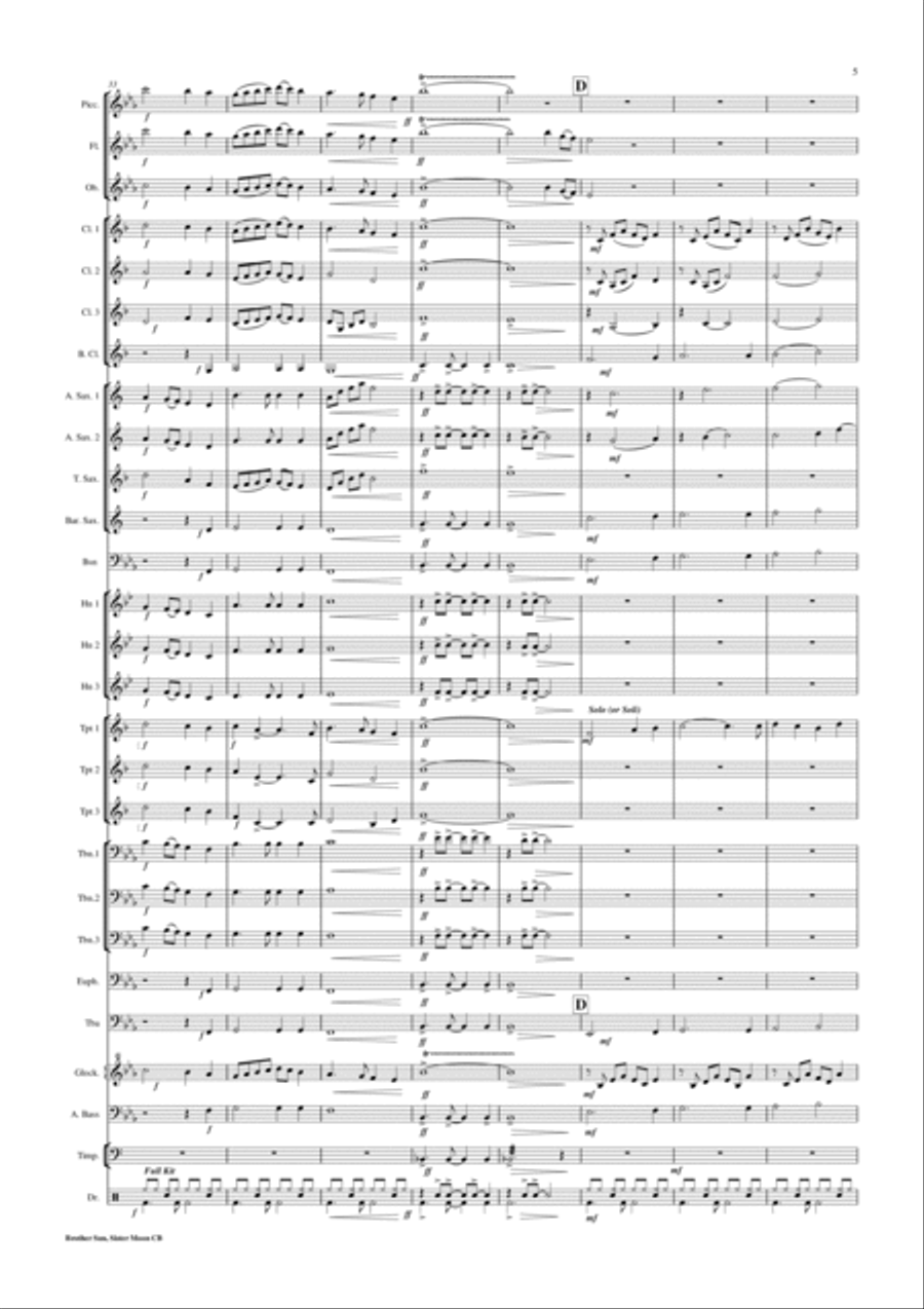 Brother Sun, Sister Moon Concert Band scores gallery preview page 6
