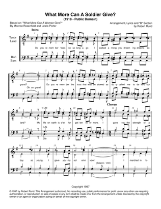 What More Can a Soldier Give? (TTBB - barbershop) - arr. Robert Rund