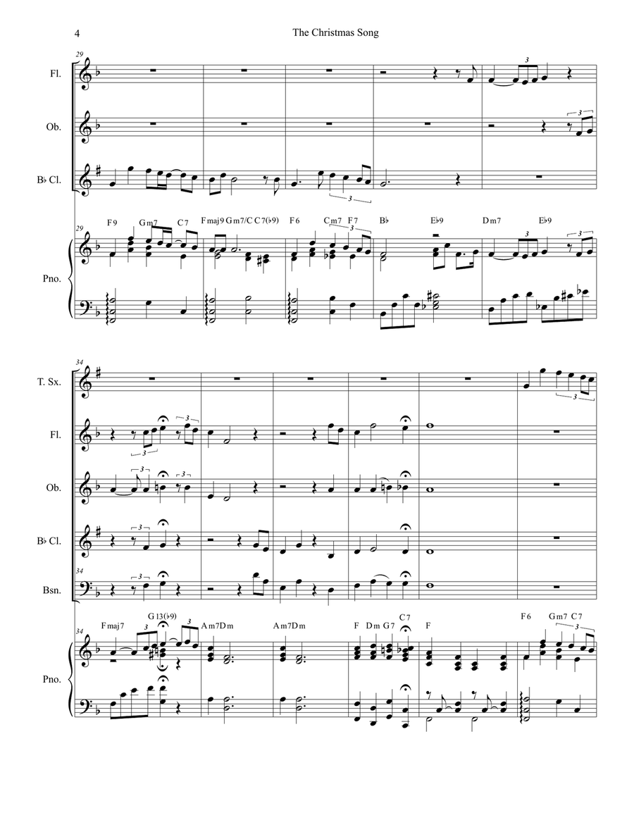 The Christmas Song (Chestnuts Roasting On An Open Fire) Woodwind Quartet scores gallery preview page 4