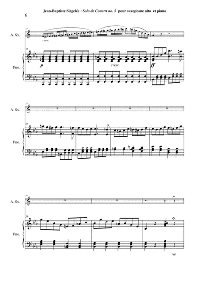 Jean-Baptiste Singelée: Solo de Concert no. 5, Opus 91 pour Saxophone Alto et Piano