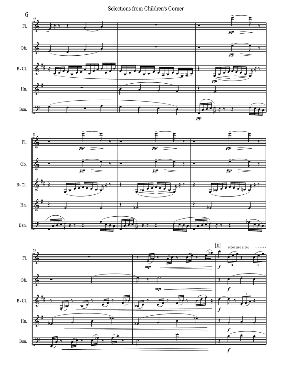 Debussy Children's Corner for Woodwind Quintet Woodwind Quintet scores gallery preview page 6