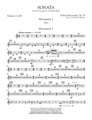 Sonata for Alto Saxophone, Op. 29 - Bb Trumpet 2