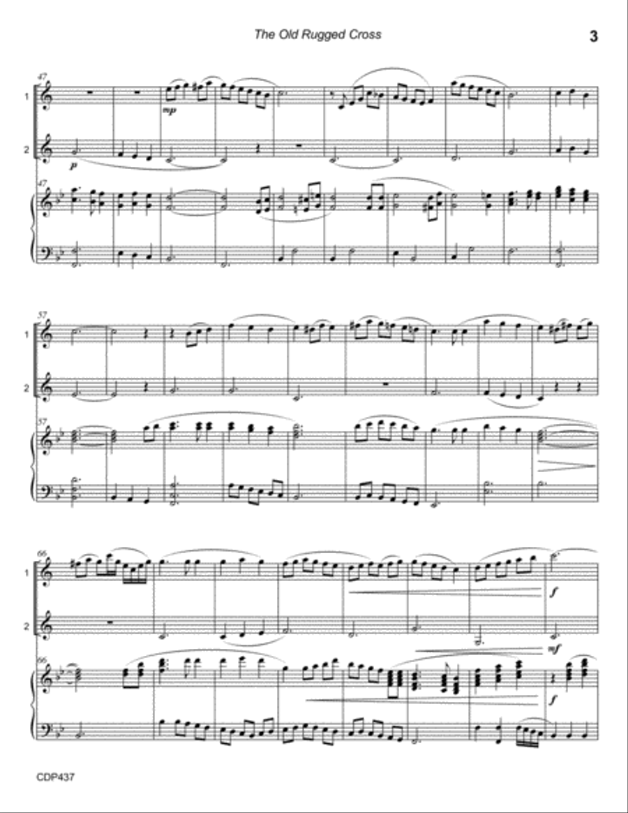THE OLD RUGGED CROSS - CLARINET DUET with Piano Accompaniment Clarinet Duet scores gallery preview page 3