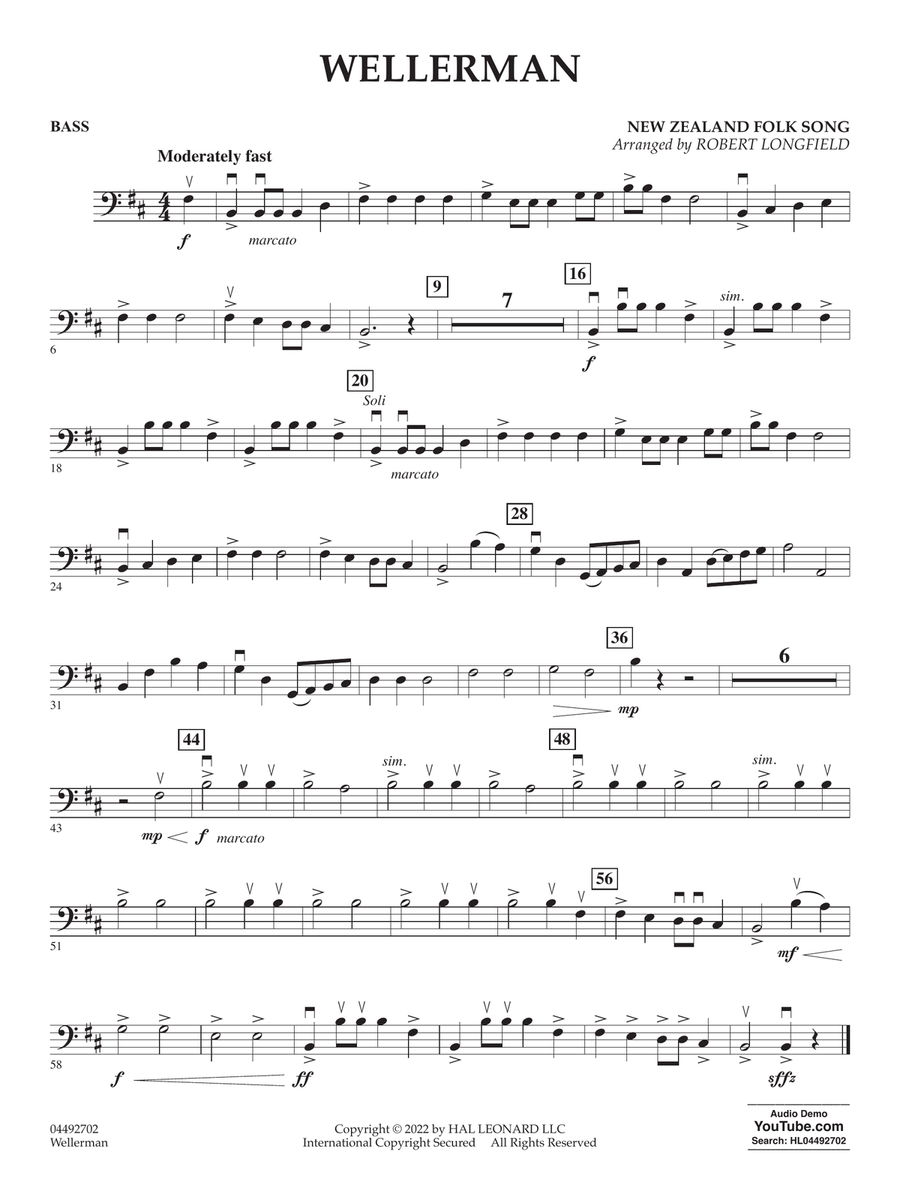 Wellerman (arr. Robert Longfield) - Bass