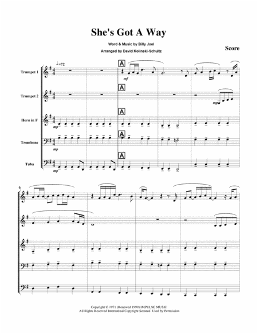 She's Got A Way Brass Ensemble scores gallery preview page 2