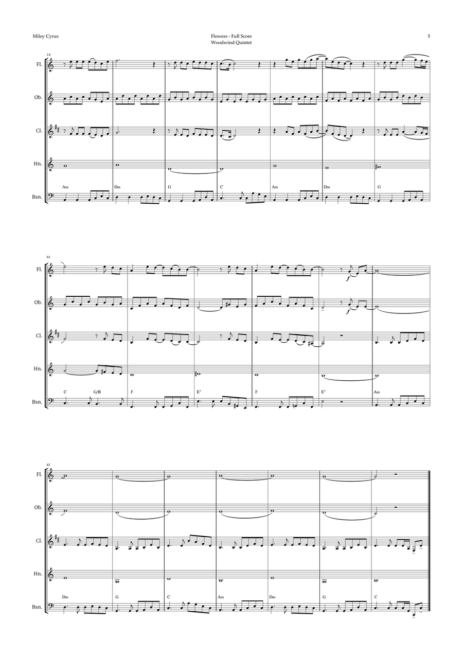 Flowers Woodwind Quintet scores gallery preview page 5