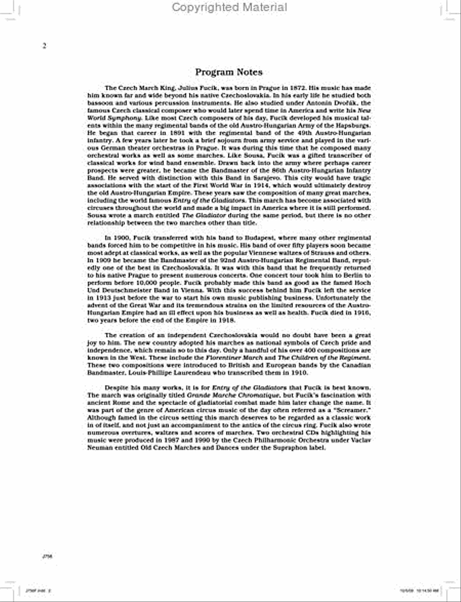 Entry of the Gladiators Concert Band scores gallery preview page 3