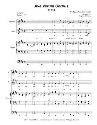 Ave Verum Corpus (Duet for Soprano and Alto solo - Organ Accompaniment)