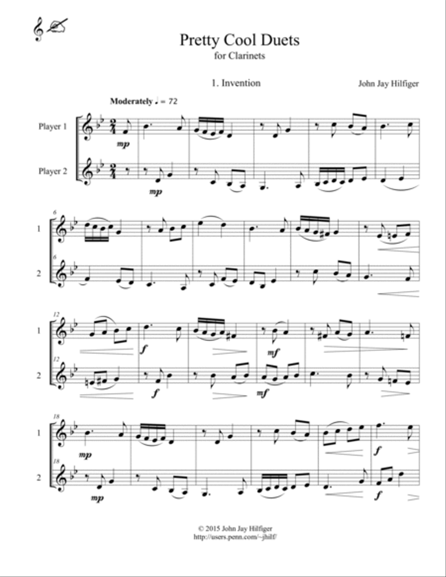 Pretty Cool Duets for Clarinets Clarinet Duet scores gallery preview page 2