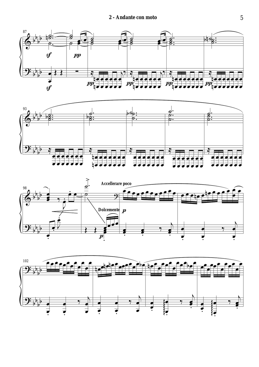 L.van Beethoven - Symphony no.5 Op.67 for piano – 2nd mov. Andante con moto Piano Solo scores gallery preview page 5