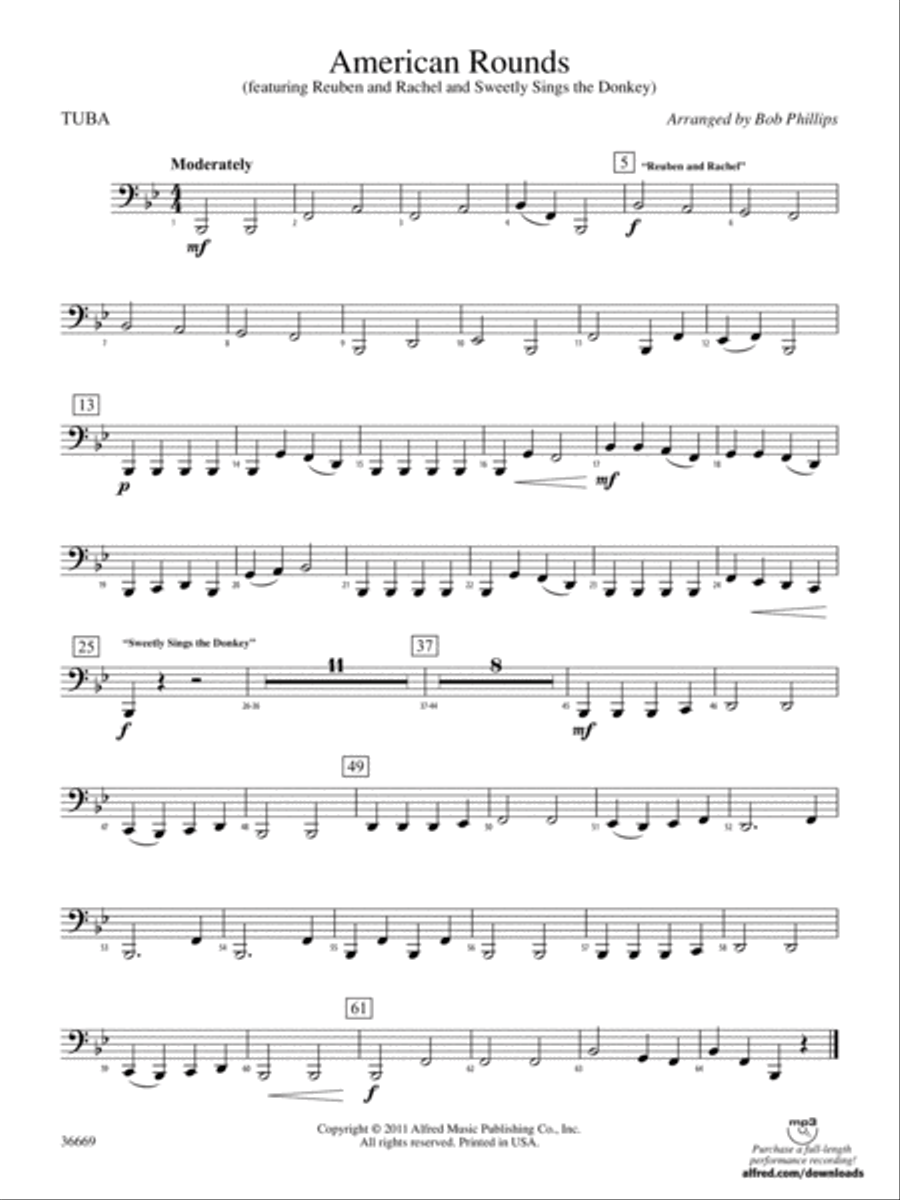 American Rounds: Tuba Concert Band scores gallery preview page 1