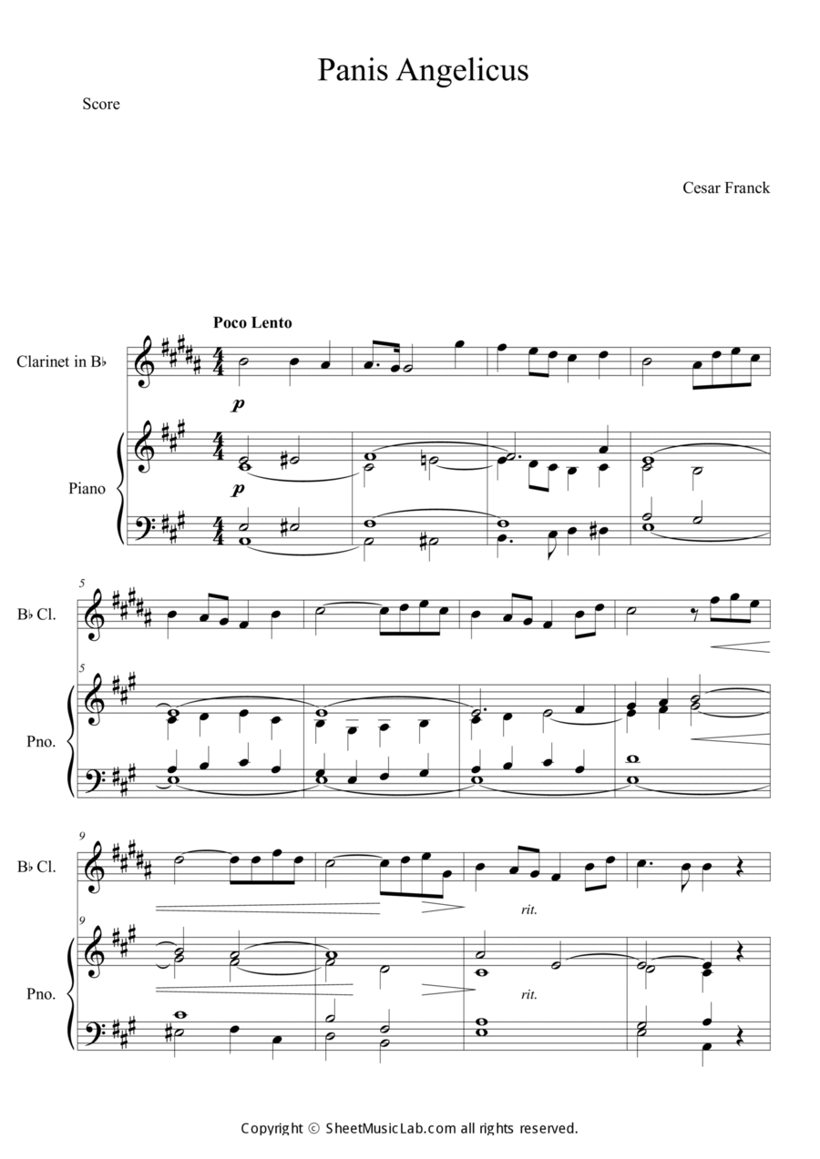 Panis Angelicus Clarinet Solo scores gallery preview page 1