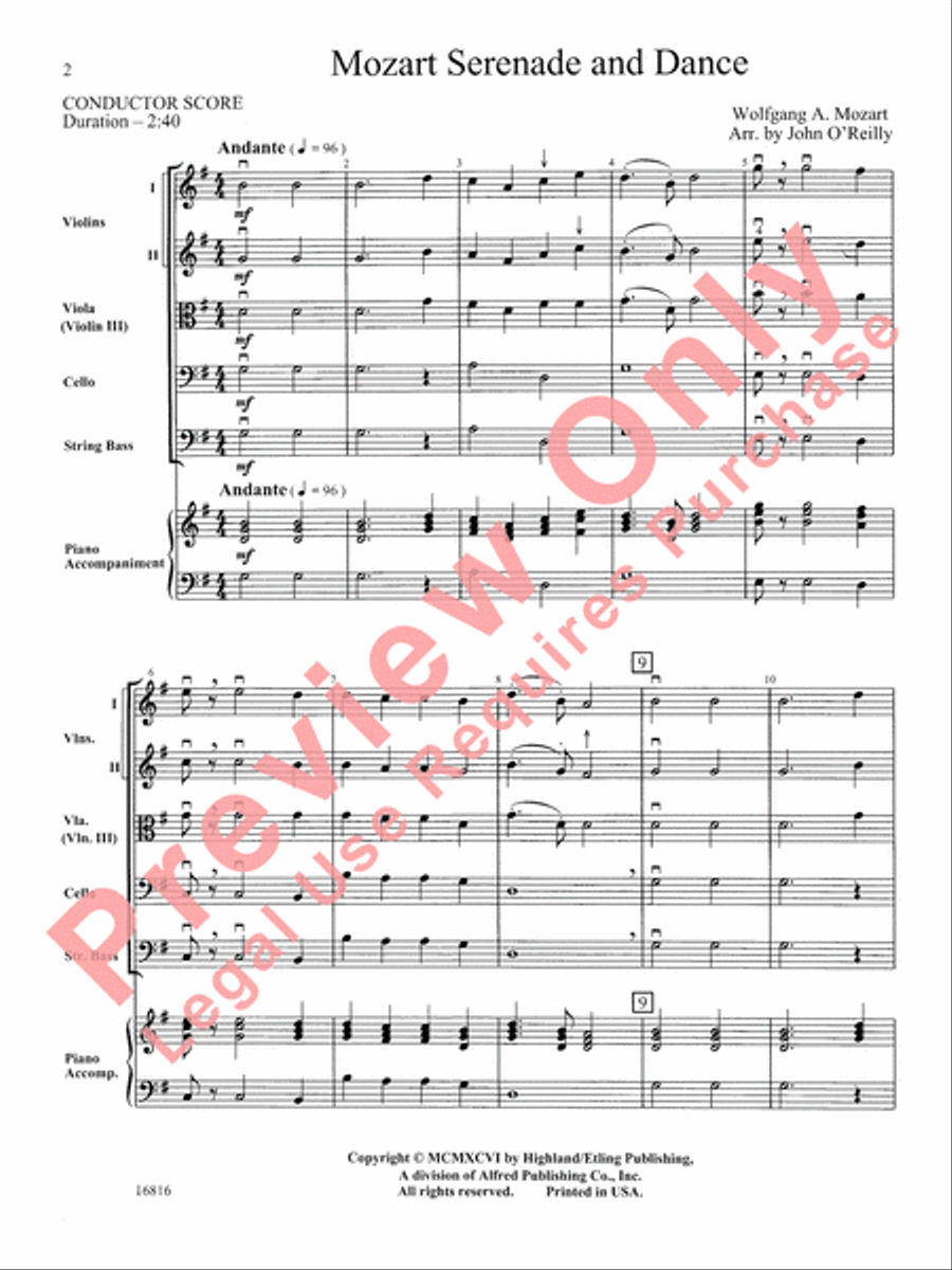 Mozart Serenade and Dance String Orchestra scores gallery preview page 3
