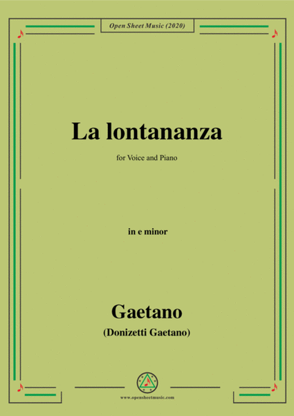 Donizetti-La lontananza,A 559,in e minor,for Voice and Piano image number null