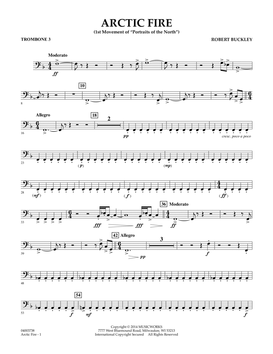 Arctic Fire - Trombone 3 Concert Band scores gallery preview page 1