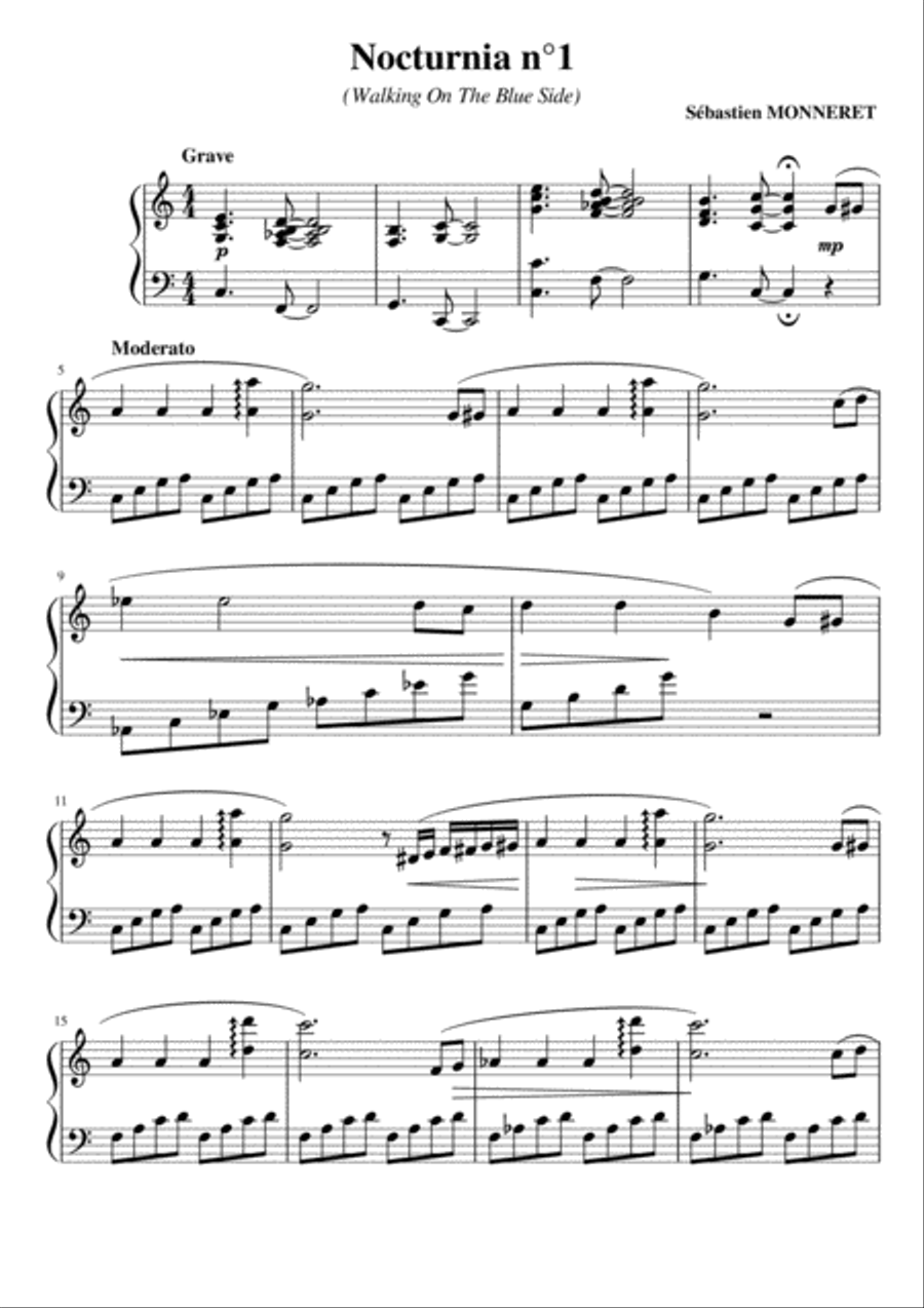 Nocturnia No1 Walking On The Blue Side Piano Solo scores gallery preview page 1