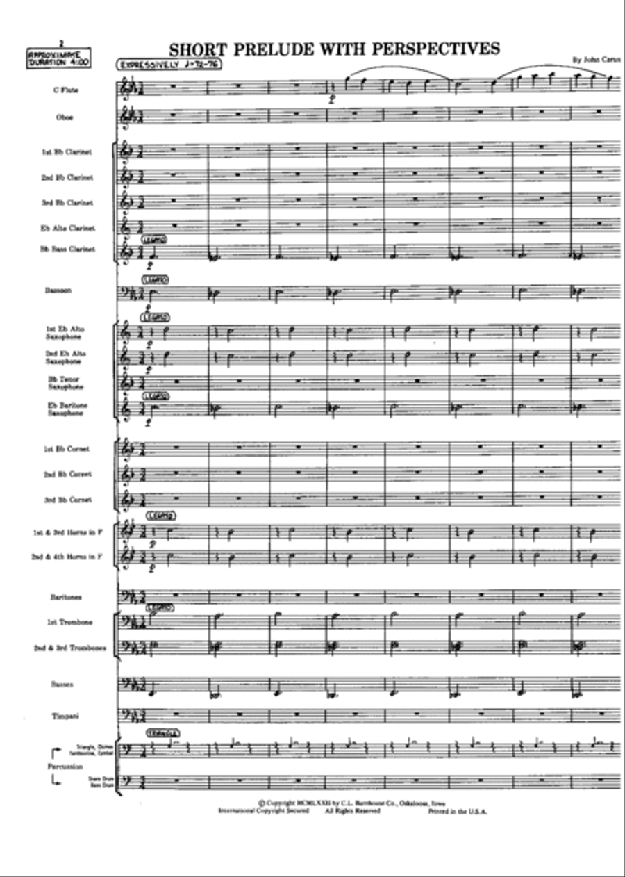 Short Prelude With Perspectives Concert Band scores gallery preview page 2