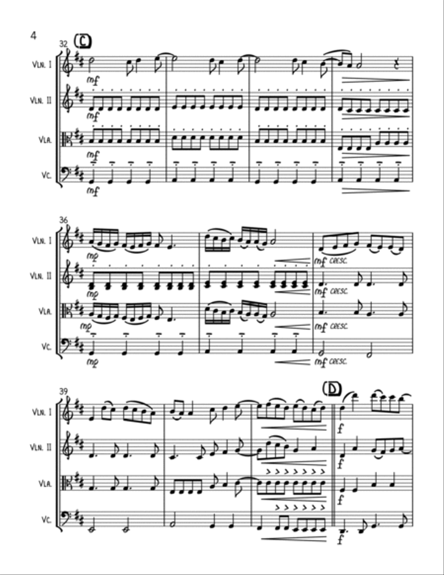 Ten Storey Love Song String Quartet scores gallery preview page 4