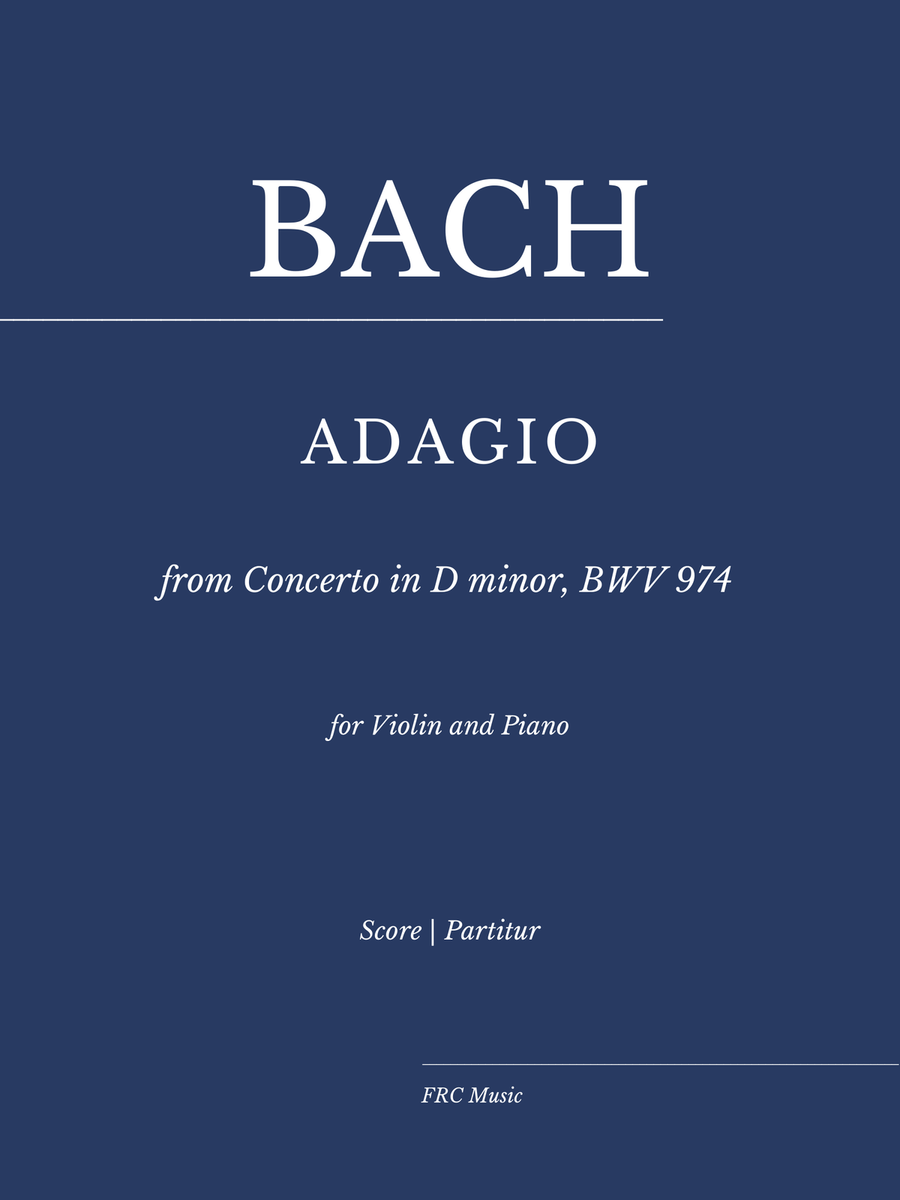 Adagio from Concerto in D minor, BWV 974 (Concerto d'après Marcello) for Violin and Piano image number null